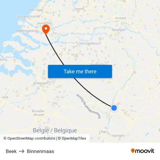 Beek to Binnenmaas map