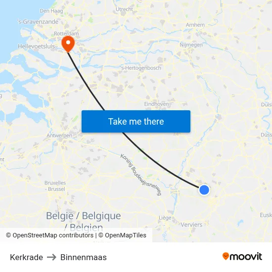 Kerkrade to Binnenmaas map