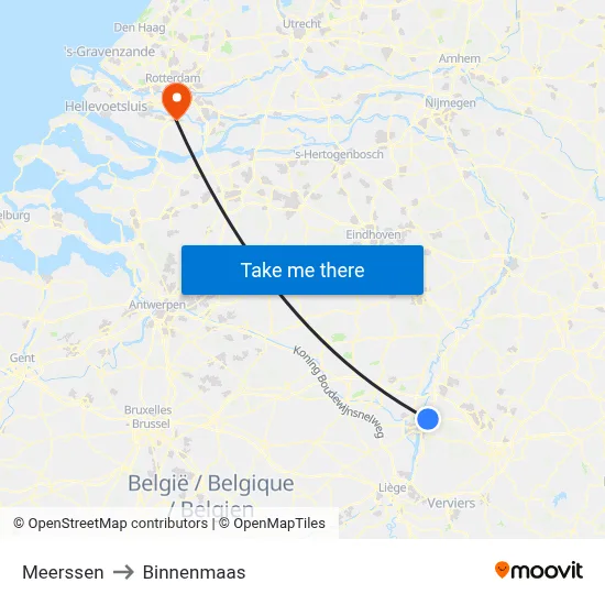 Meerssen to Binnenmaas map