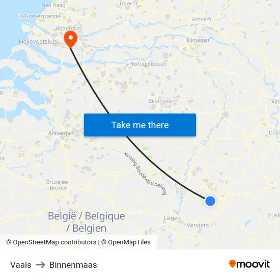 Vaals to Binnenmaas map