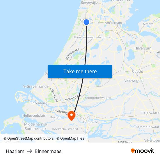 Haarlem to Binnenmaas map