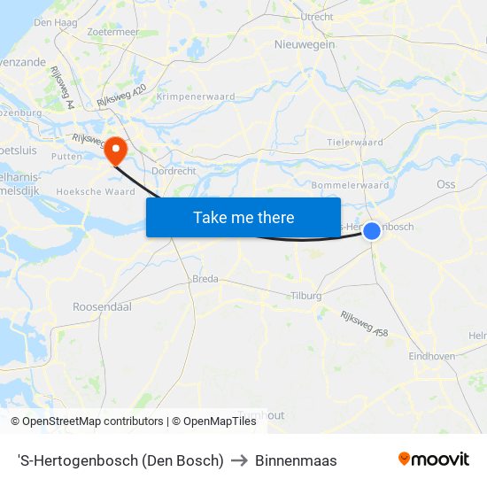 'S-Hertogenbosch (Den Bosch) to Binnenmaas map