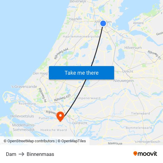 Dam to Binnenmaas map