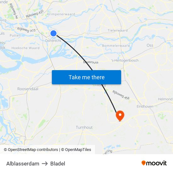 Alblasserdam to Bladel map