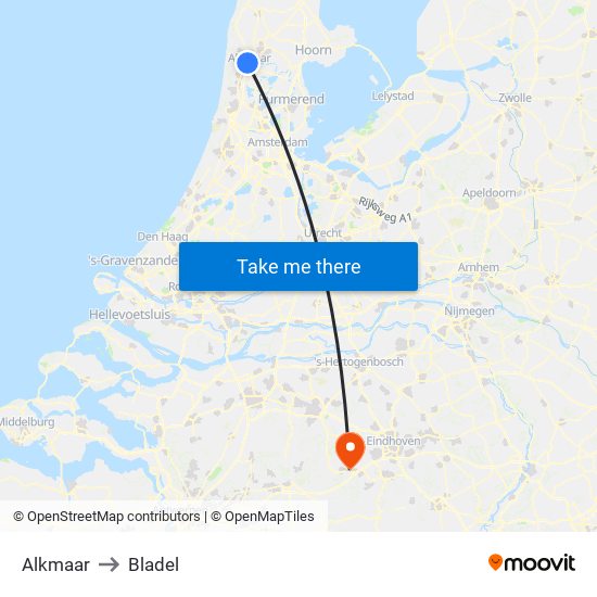 Alkmaar to Bladel map