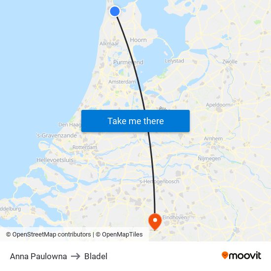 Anna Paulowna to Bladel map