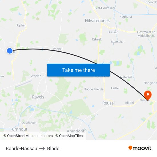 Baarle-Nassau to Bladel map