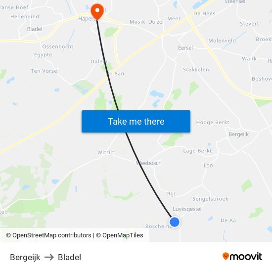Bergeijk to Bladel map