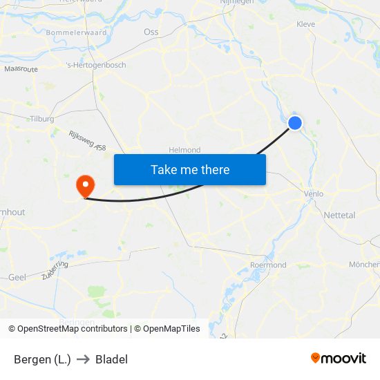 Bergen (L.) to Bladel map