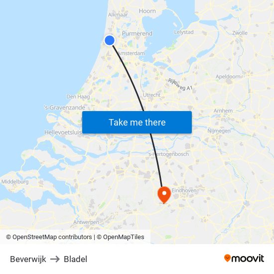 Beverwijk to Bladel map