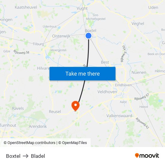 Boxtel to Bladel map