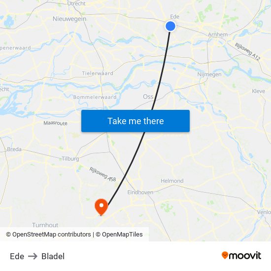 Ede to Bladel map