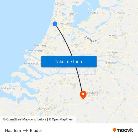 Haarlem to Bladel map