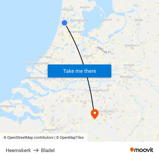 Heemskerk to Bladel map