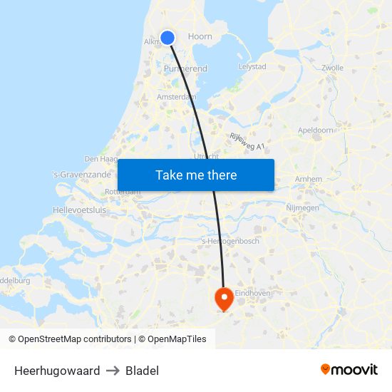 Heerhugowaard to Bladel map