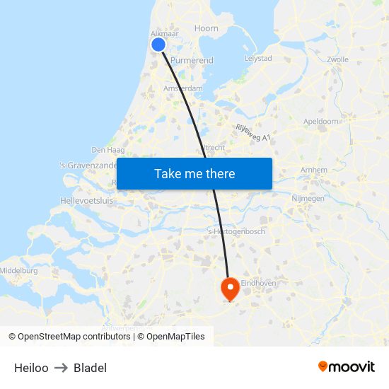 Heiloo to Bladel map