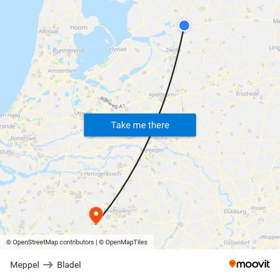 Meppel to Bladel map