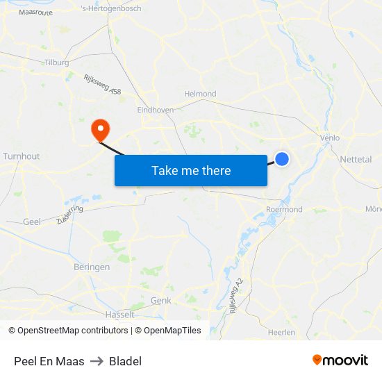 Peel En Maas to Bladel map