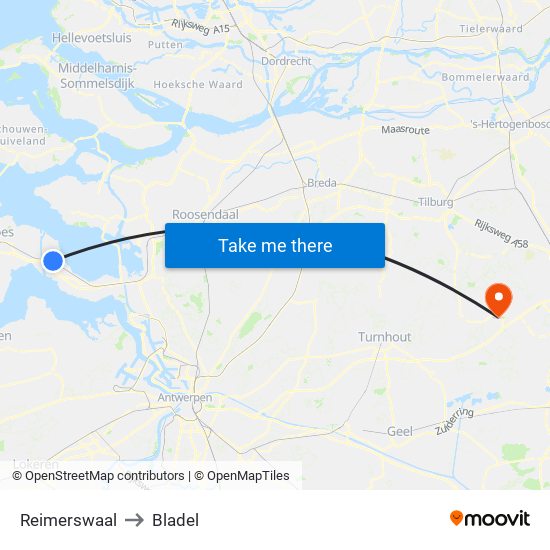 Reimerswaal to Bladel map