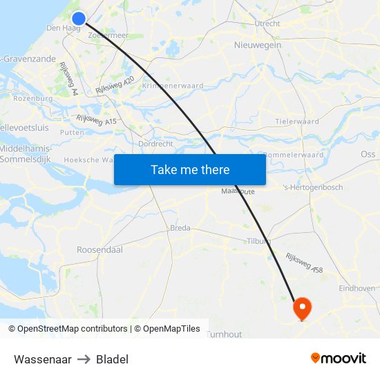 Wassenaar to Bladel map