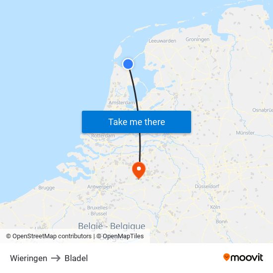 Wieringen to Bladel map