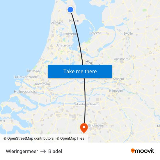 Wieringermeer to Bladel map