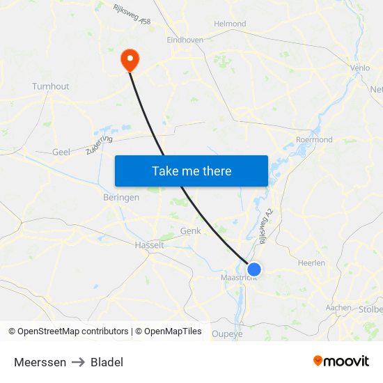 Meerssen to Bladel map
