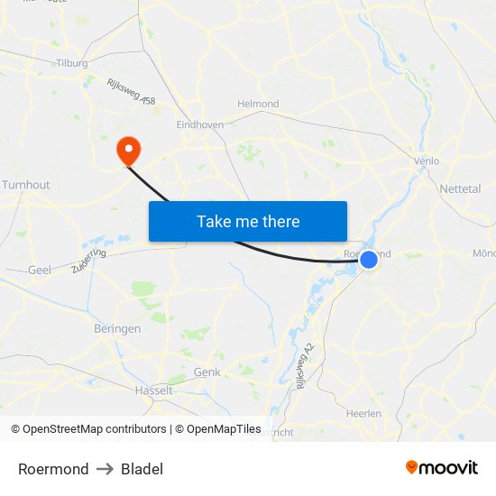 Roermond to Bladel map