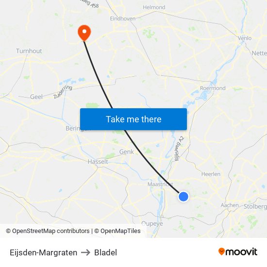 Eijsden-Margraten to Bladel map