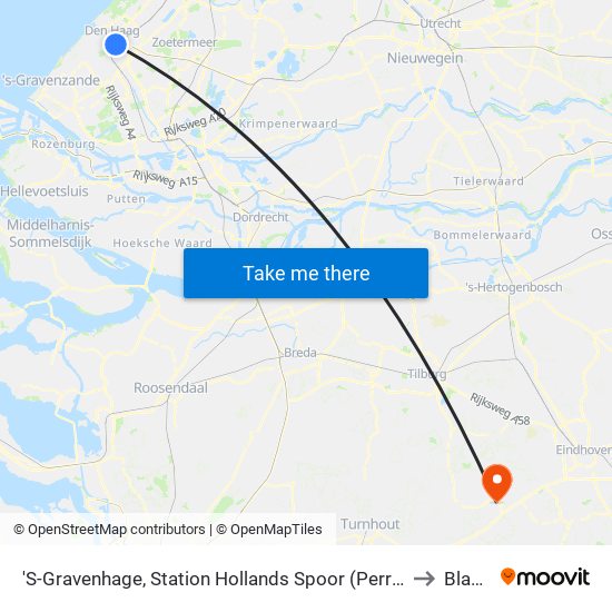 'S-Gravenhage, Station Hollands Spoor (Perron A) to Bladel map