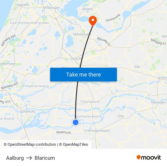 Aalburg to Blaricum map