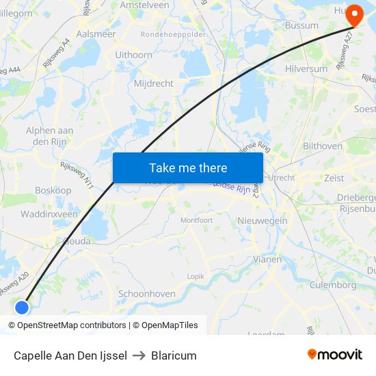 Capelle Aan Den Ijssel to Blaricum map