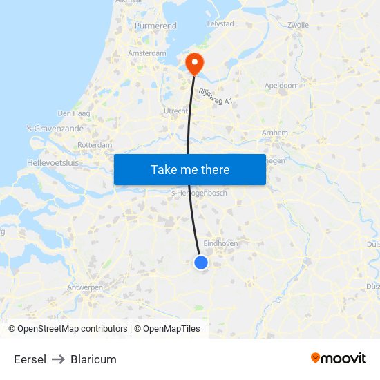 Eersel to Blaricum map