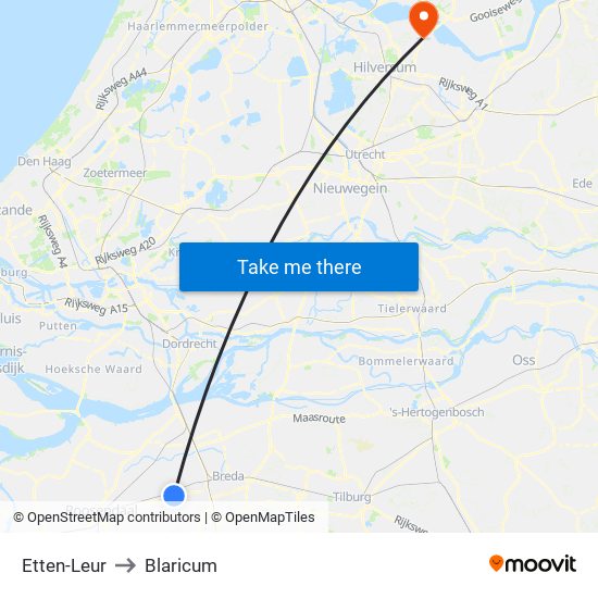 Etten-Leur to Blaricum map