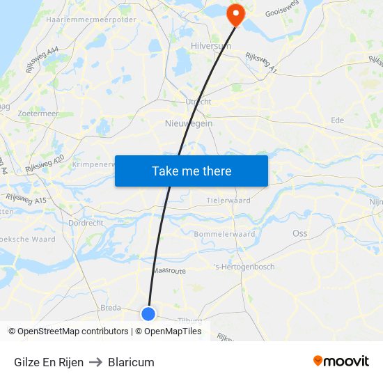 Gilze En Rijen to Blaricum map