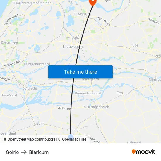 Goirle to Blaricum map