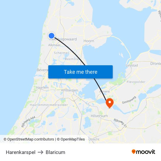 Harenkarspel to Blaricum map
