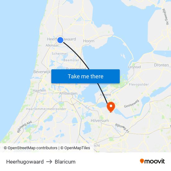 Heerhugowaard to Blaricum map