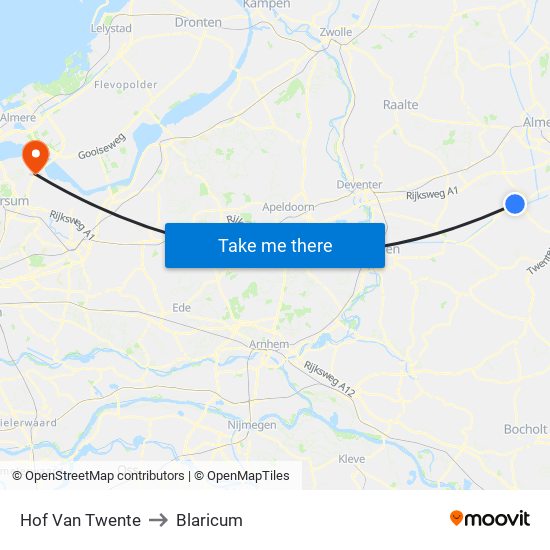 Hof Van Twente to Blaricum map