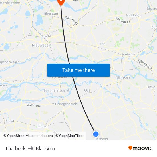 Laarbeek to Blaricum map