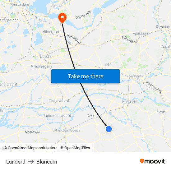 Landerd to Blaricum map
