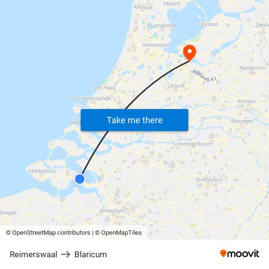 Reimerswaal to Blaricum map