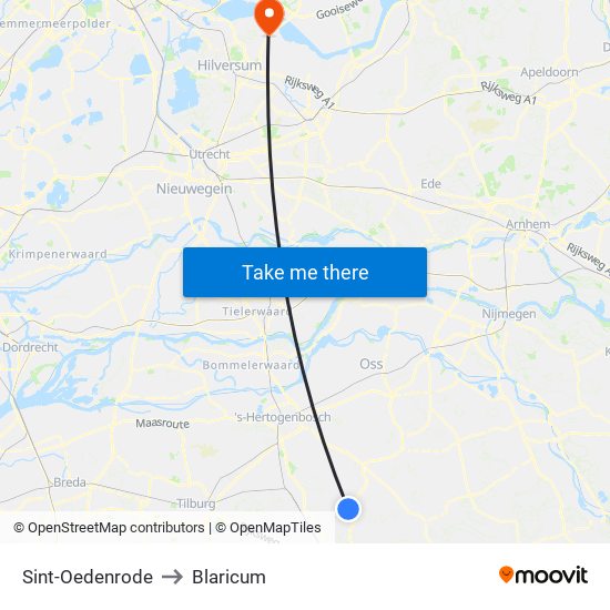 Sint-Oedenrode to Blaricum map