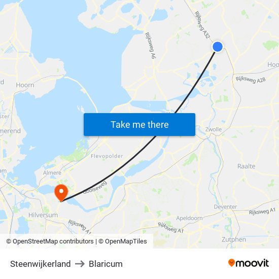 Steenwijkerland to Blaricum map