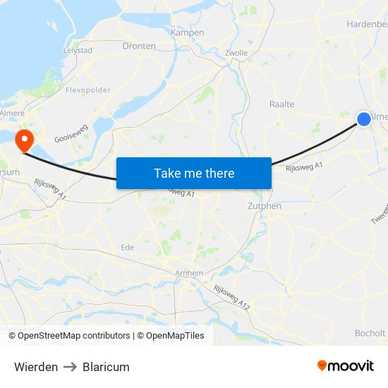 Wierden to Blaricum map