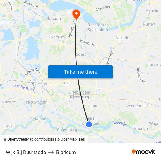 Wijk Bij Duurstede to Blaricum map