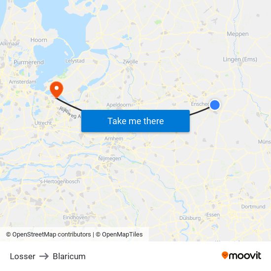 Losser to Blaricum map