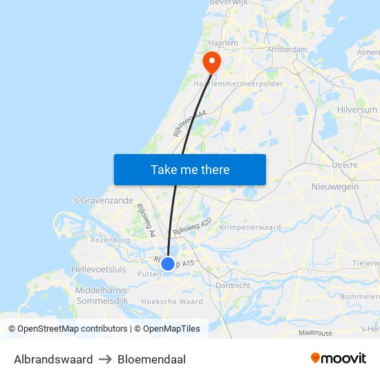 Albrandswaard to Bloemendaal map