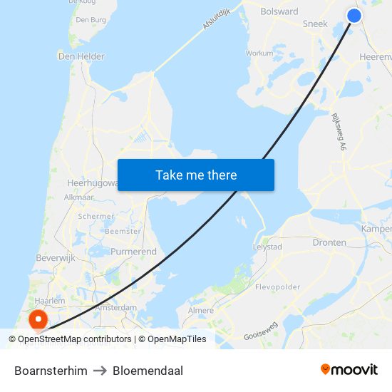 Boarnsterhim to Bloemendaal map