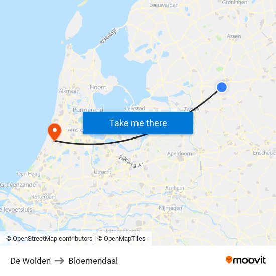 De Wolden to Bloemendaal map